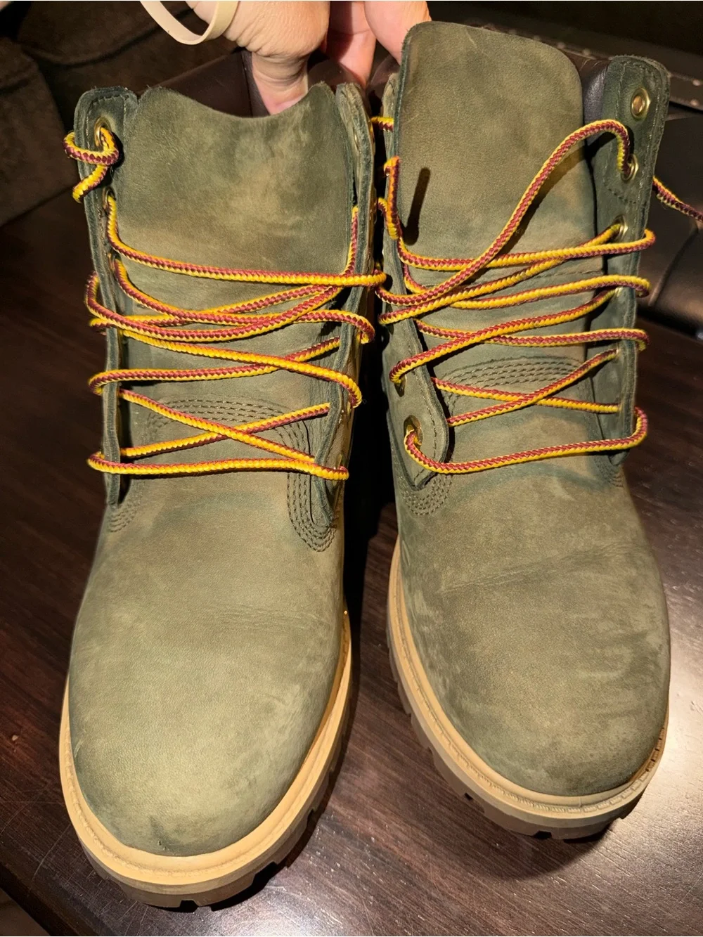Timberland Kids Olive Green Lace-Up Waterproof Boots with Tan Sole
